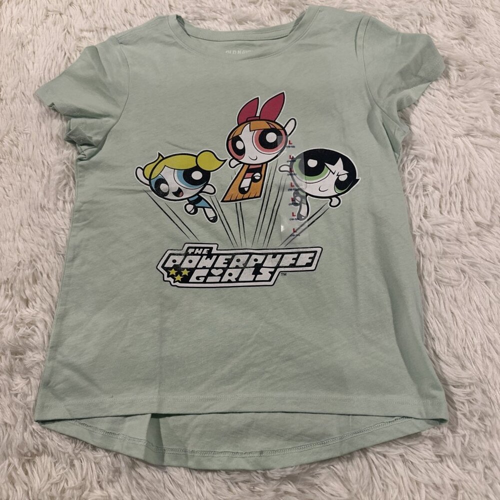 Old Navy Power Puff Girls Tee NWT L 10/12 Green 90s